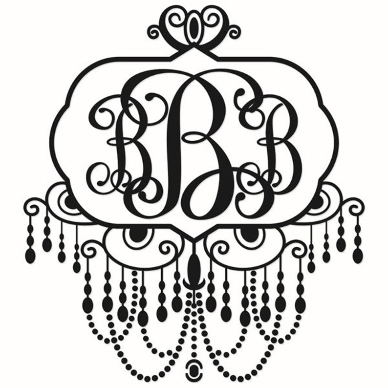 Chandelier Monogram Frame Cuttable Design PNG DXF SVG & eps | Etsy