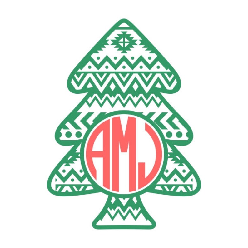 Aztec Christmas Tree Monogram Frame Cuttable Design PNG DXF SVG /& eps File Silhouette Designs Cameo