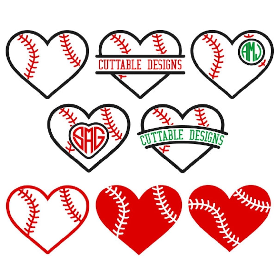 Baseball Heart Cuttable Design PNG DXF SVG & eps File for Etsy