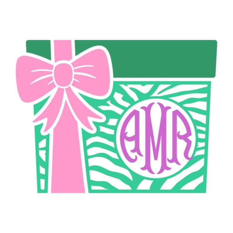 Download Gift Box Present Monogram Frame Cuttable Design PNG DXF ...