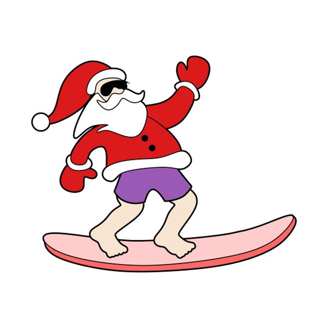Surfing Surfer Santa Claus Surf Cuttable Design PNG DXF SVG & Etsy