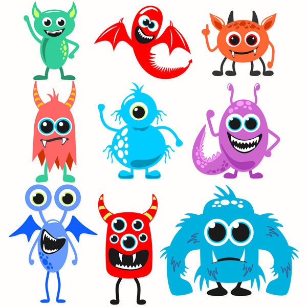 Monsters Pack Cuttable Design PNG DXF SVG & Eps File - Etsy