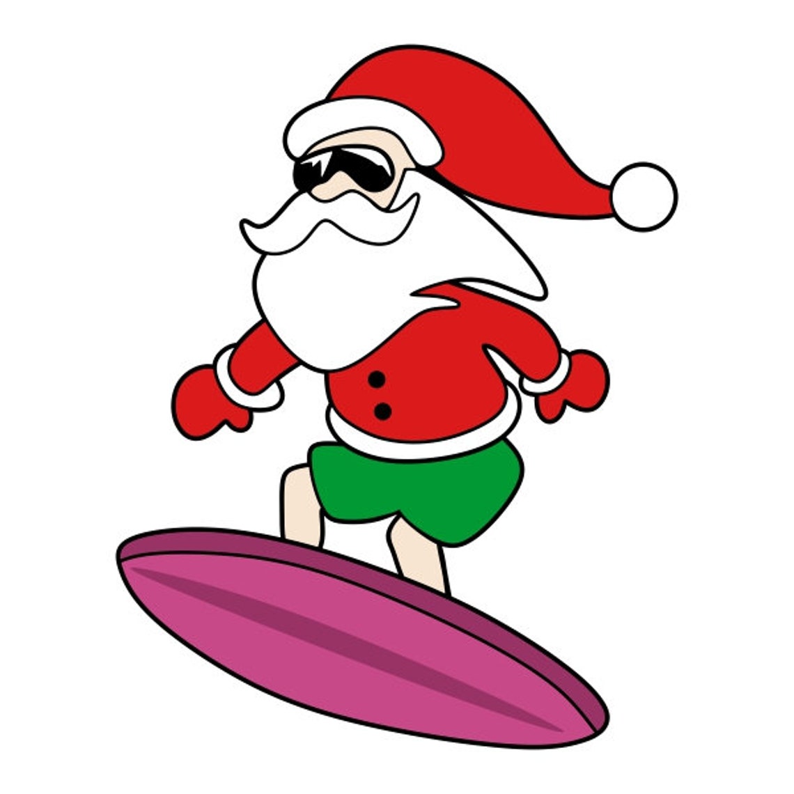 Surfing Surfer Santa Claus Surf Cuttable Design PNG DXF SVG & Etsy
