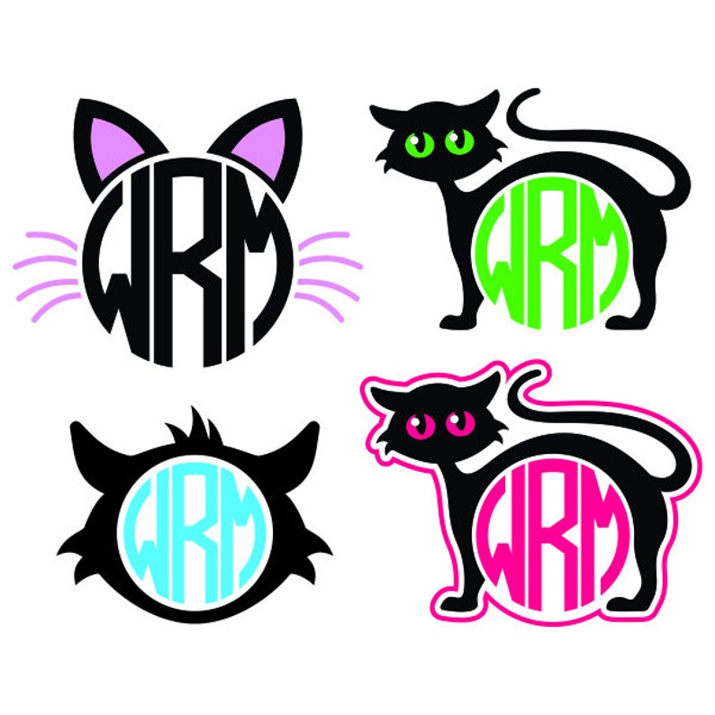 Cat Monogram Frame Cuttable Design PNG DXF SVG & Eps File Etsy