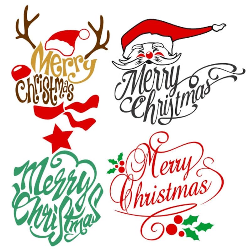 Merry Christmas Cuttable Design PNG DXF SVG & Eps File - Etsy