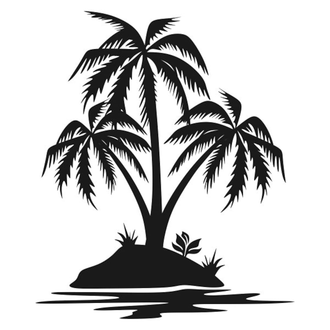 Palm Tree Island Cuttable Design PNG DXF SVG & Eps File for - Etsy