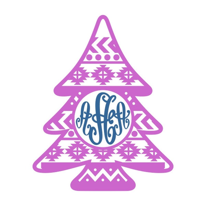 Aztec Christmas Tree Monogram Frame Cuttable Design PNG DXF SVG /& eps File Silhouette Designs Cameo