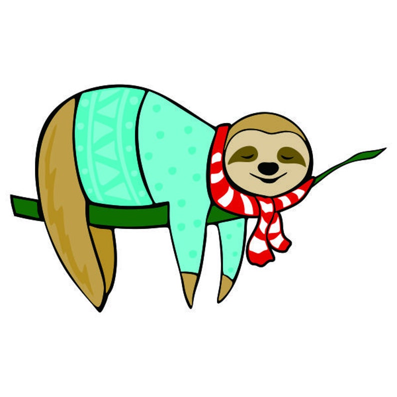 Download Christmas Napping Sloth Cuttable Design PNG DXF SVG & eps ...