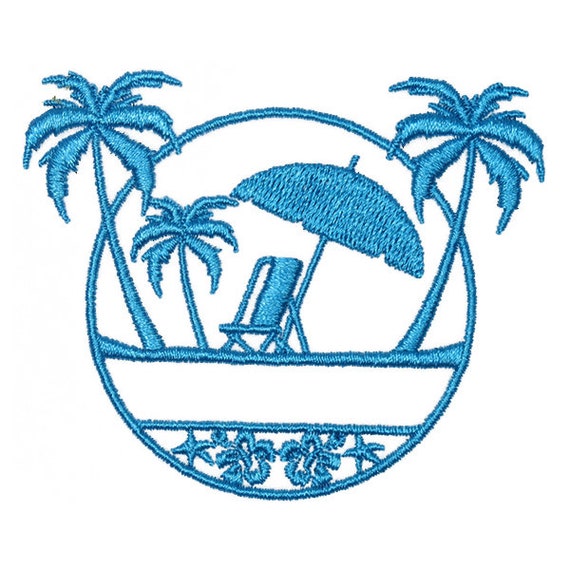Instant Download PES DST Beach Summer Vacation Split Frame Embroidery Design
