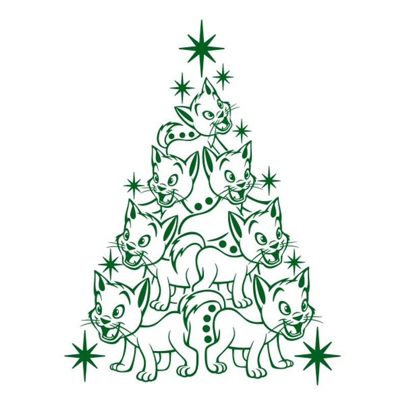 Cat Christmas Tree Cats Cuttable Design PNG DXF SVG & Eps File  Etsy