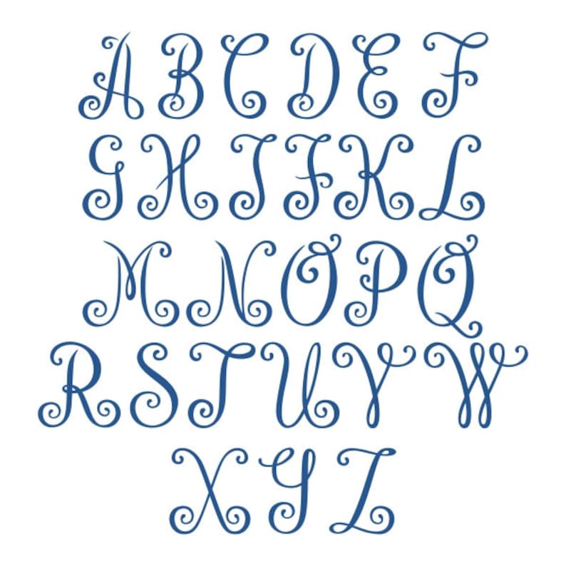 Ava Curlz Monogram Truetype Font Keyboard Typeable OTF TTF - Etsy