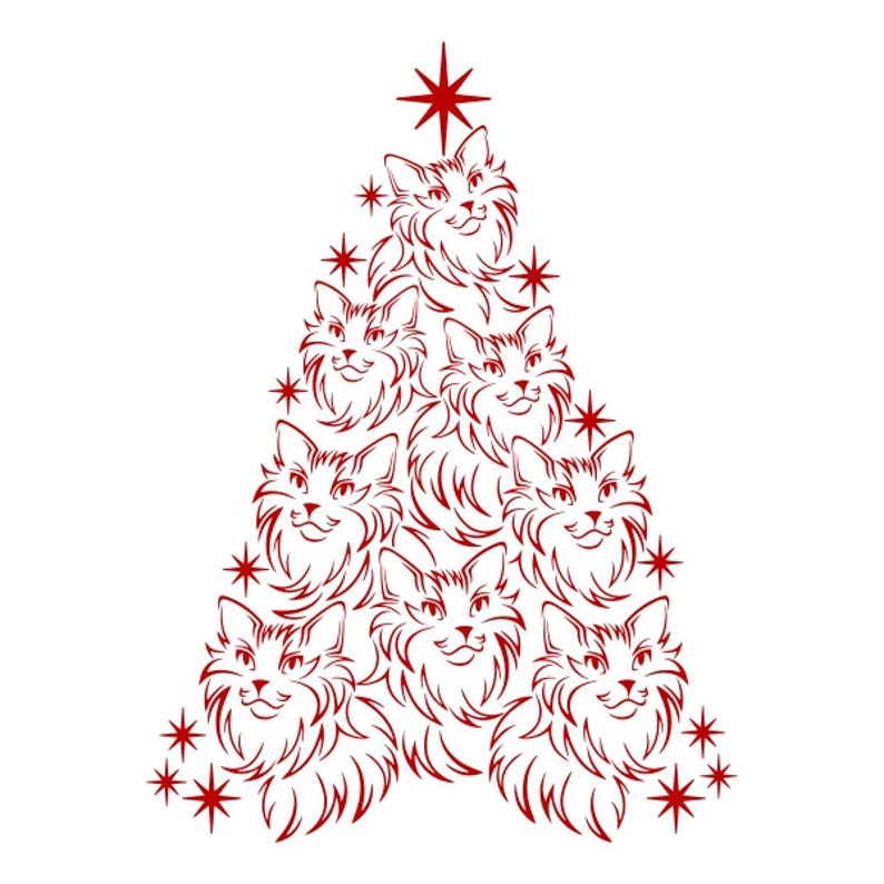 Cats Christmas Tree Cat Cuttable Design PNG DXF SVG & Eps File  Etsy
