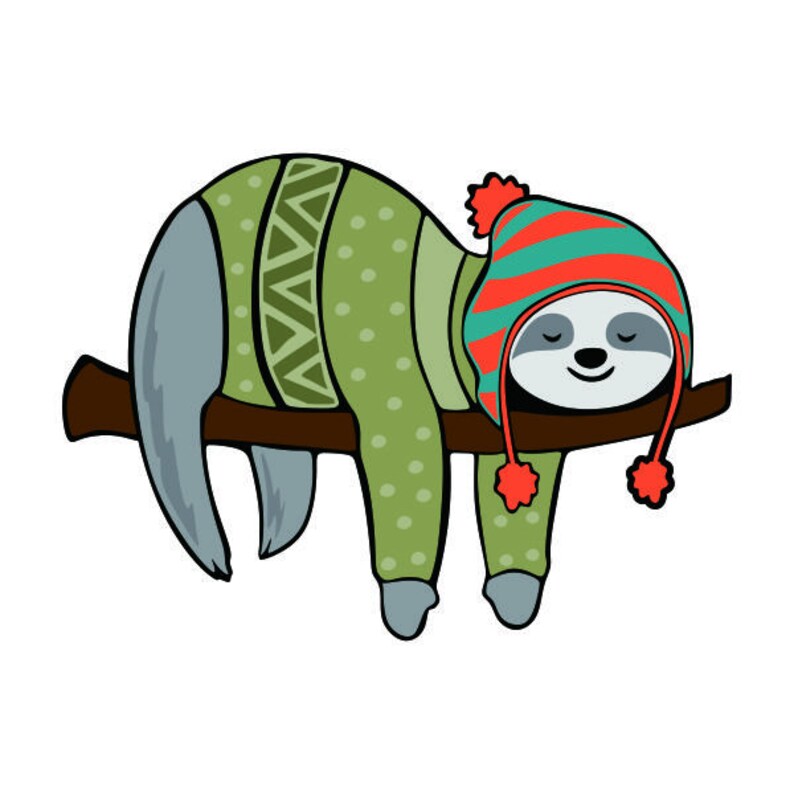 Christmas Napping Sloth Cuttable Design PNG DXF SVG & eps ...