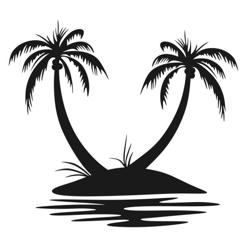 Palm Tree Island Cuttable Design PNG DXF SVG & eps File for | Etsy