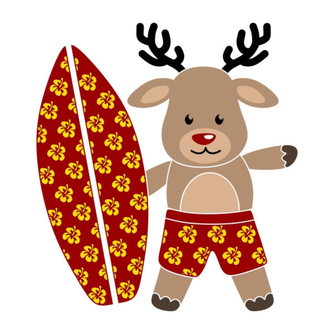 Surfing Surfer Reindeer Deer Surf Cuttable Design PNG DXF SVG Etsy