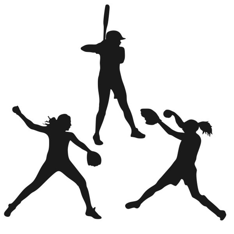 Softball Girls Silhouette Figures Cuttable Design PNG DXF SVG | Etsy