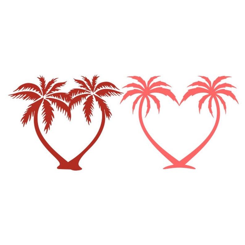 Heart Palm Tree Cuttable Design PNG DXF SVG & Eps File for Etsy