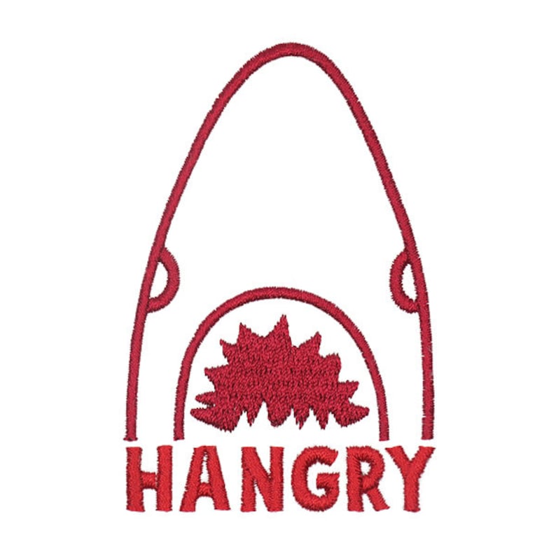 Instant Download PES DST Hangry Shark Embroidery Design