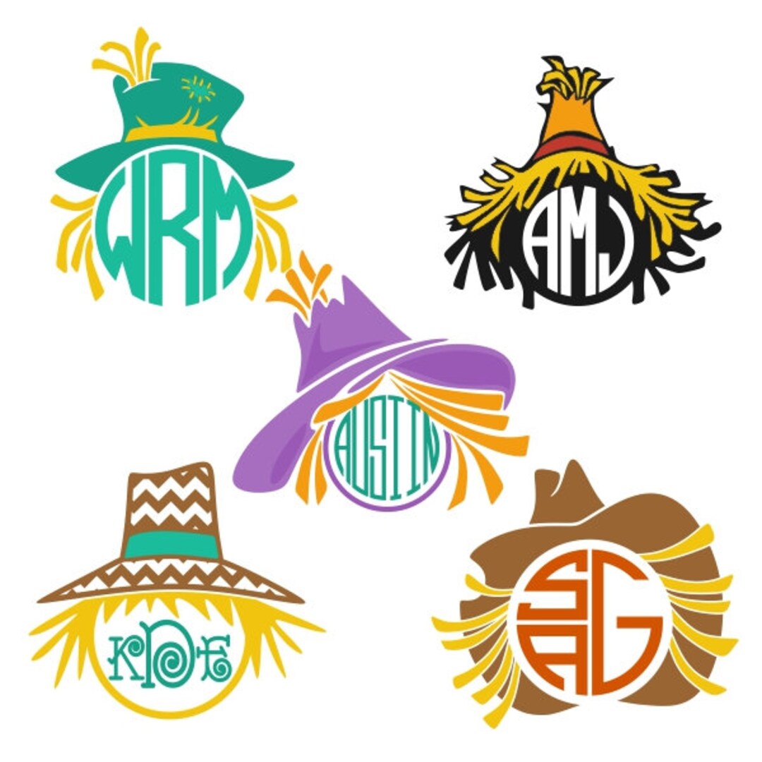 Scarecrow Monogram Frame Cuttable Design PNG DXF SVG & Eps Etsy