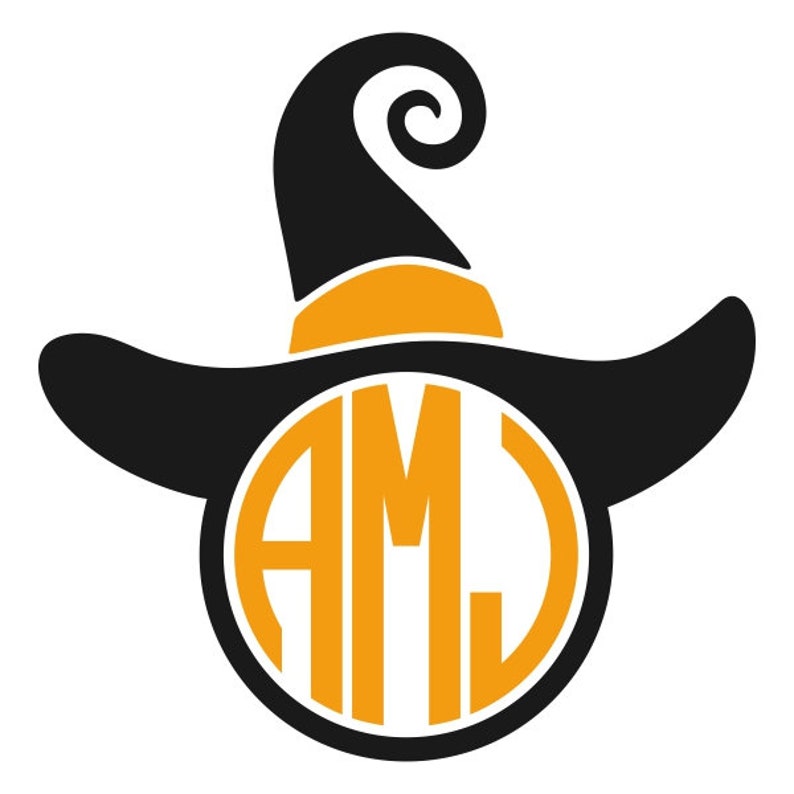 Download Halloween Witch Hat Monogram Frame Cuttable Design PNG DXF ...
