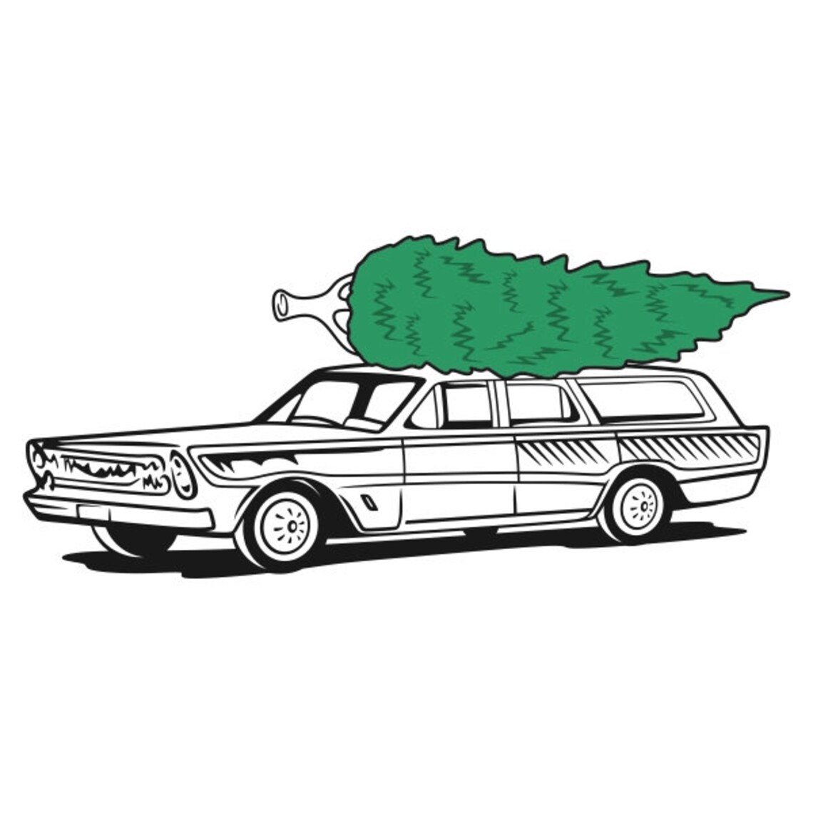 Station Wagon Christmas Tree on Car Cuttable Design PNG DXF Etsy