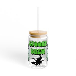 Spooky Brew Halloween Iced Coffee Cup Halloween Gift Idea Halloween Iced Coffee Glass Gift for Her Gift for Him Witch Ghost Halloween Mug
