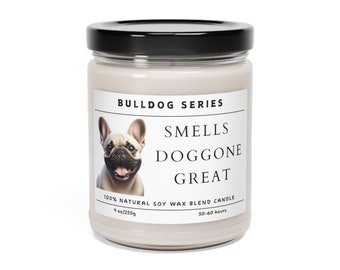 Vela de la serie Bulldog, vela de bulldog francés, vela de larga duración, huele gran vela doggone, vela de cera de soja, vela de regalo única