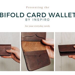 Cartera de cuero personalizada, billetera plegable regalo de San Valentín para él o ella, billetera minimalista para hombres, tarjetero personalizado, cuero plegable