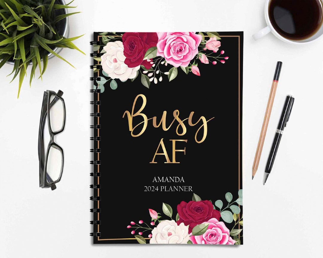 2024 Spiral Planner Weekly & Monthly Personalized Planner Busy AF