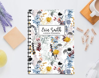 2024 Spiral Planner | January 2024 December 2024 | Weekly & Monthly | Personalized Planner | Student Spiral Planner | Floral Planner Gift