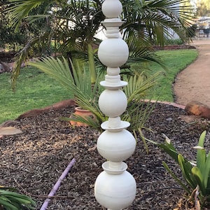 Pure, Bare, White,  Organic Pottery Totem Pole. Bohemian, Yard art, garden sculpture.