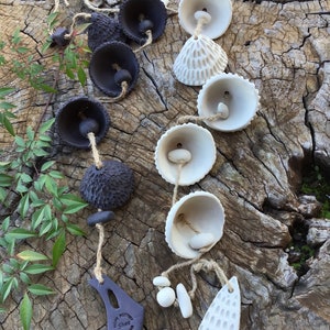 Hanging Pottery Bells, Elegant Black or White  Natural Clay , Carved Wind chime