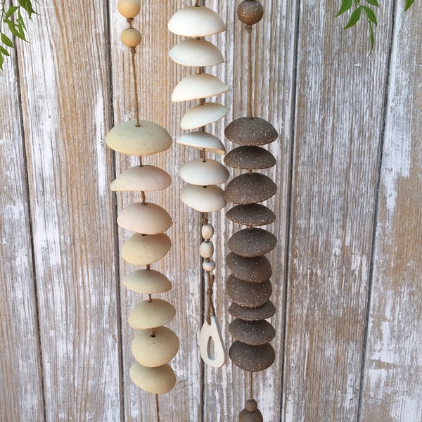 Pottery Wind Chimes. Bare and natural clay