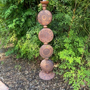 Pottery Totem Pole, yard art, garden sculpture. Earthy and Natural. Hand carved.