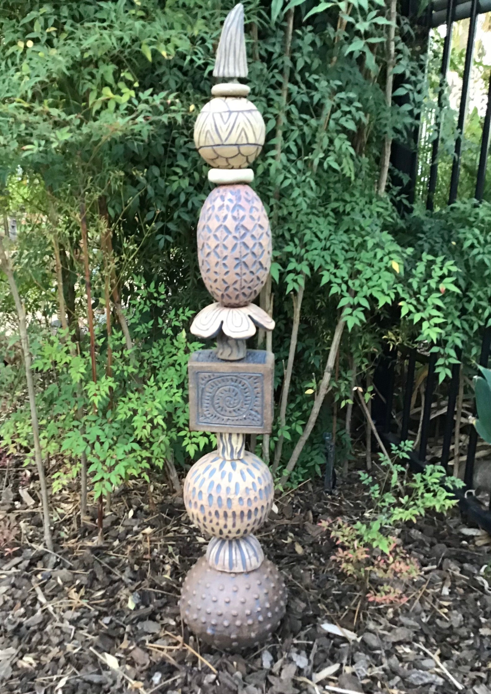 Handmade Pottery Totem Pole / Garden Art Etsy