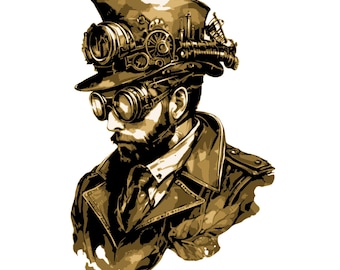 6 Layer Steampunk Man art airbrush Stencil set template