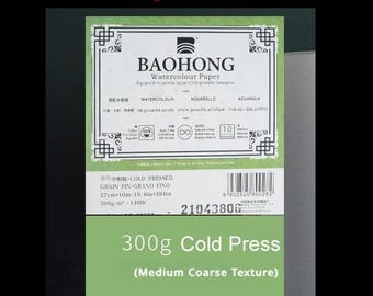 Professional Watercolour paper 5 Sheets 27cm X 23cm 300g Natural White 100% Cotton
