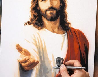 6 Layer Jesus art airbrush Stencil set template