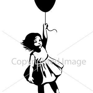 Girl  with balloon airbrush stencil 300 micron ships worldwide.