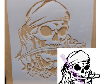 Pirate with Sword stencil Airbrush art stencil available in 7 sizes Mylar ships worldwide.