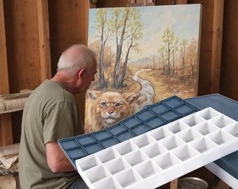 24 Grid Plastic Paint Palette Tray Leak-Proof, Soft-Lid, Travel Portable