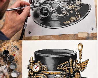 6 Layer steampunk hat art airbrush Stencil set template re useable many times