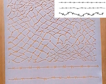 Fence wire Airbrush art stencil available in 7 sizes Mylar ships worldwide.