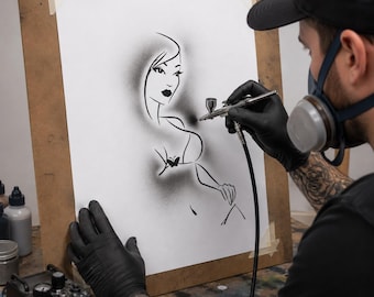Bikini airbrush stencil art template available in 7 sizes ships worldwide.