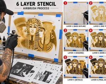 6 Layer Stencil set Egyptian Papyrus design template Ships worldwide