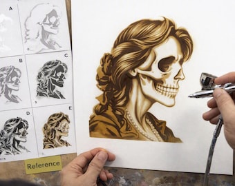 6 Layer Skull art Stencil set template Ships worldwide