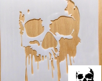 Dripping Skull Stencil airbrush art stencil Artist skull template Mylar ships worldwide.