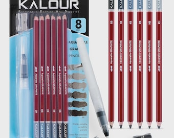Water Soluble Sketch Pencil and Aquarelle Graphite Pencil for Artists 6 pcs