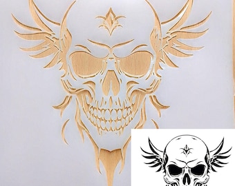 Skull Stencil airbrush art stencil Artist skull template Mylar ships worldwide.