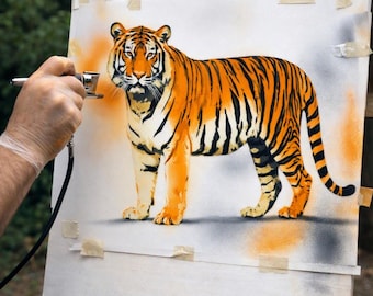 6 Layer Tiger art airbrush Stencil set template re useable many times